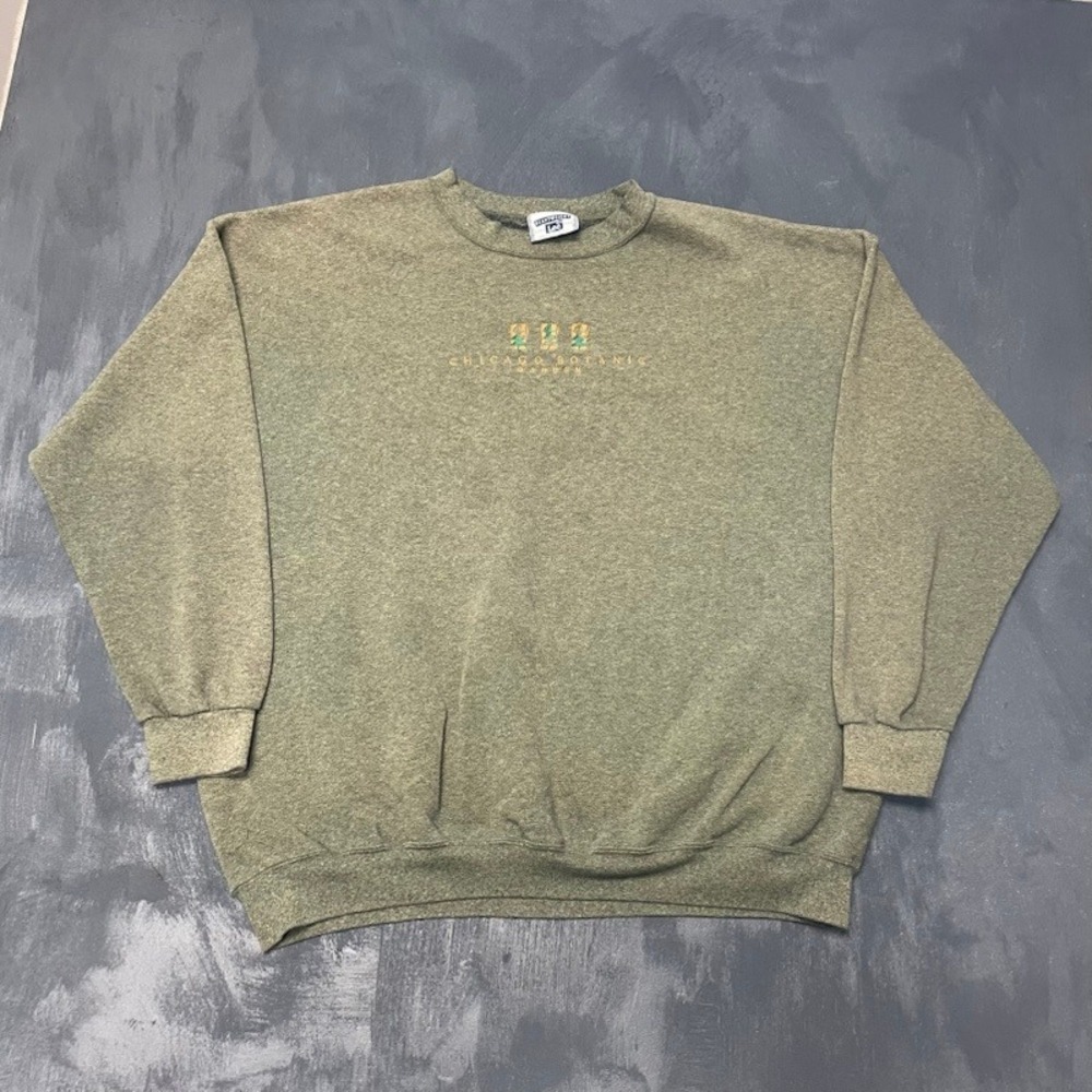 Vintage Sweatshirt XXL Olive Green 90s Excellent Chicago Botanic Garden Lee